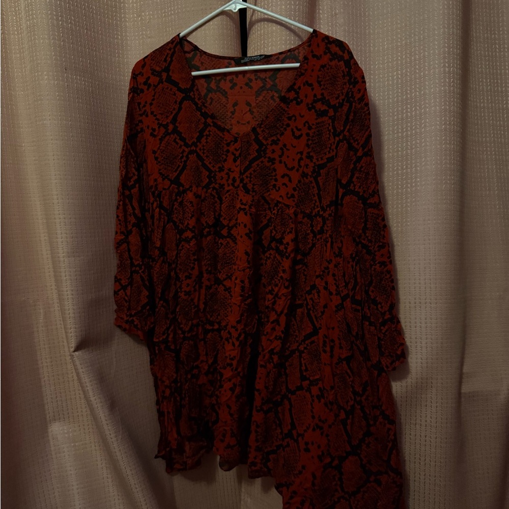 Zara snake print Red and Black Patterned dress